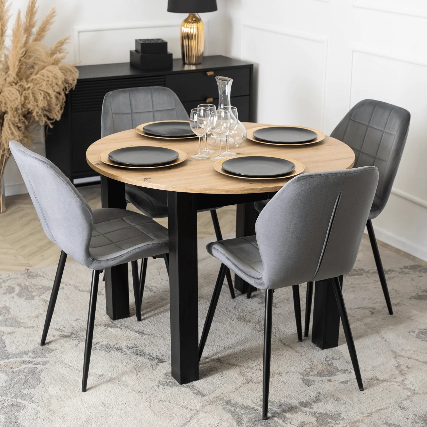 Elite IRYS Grauer Veloursstuhl – Moderner Komfort und Eleganz