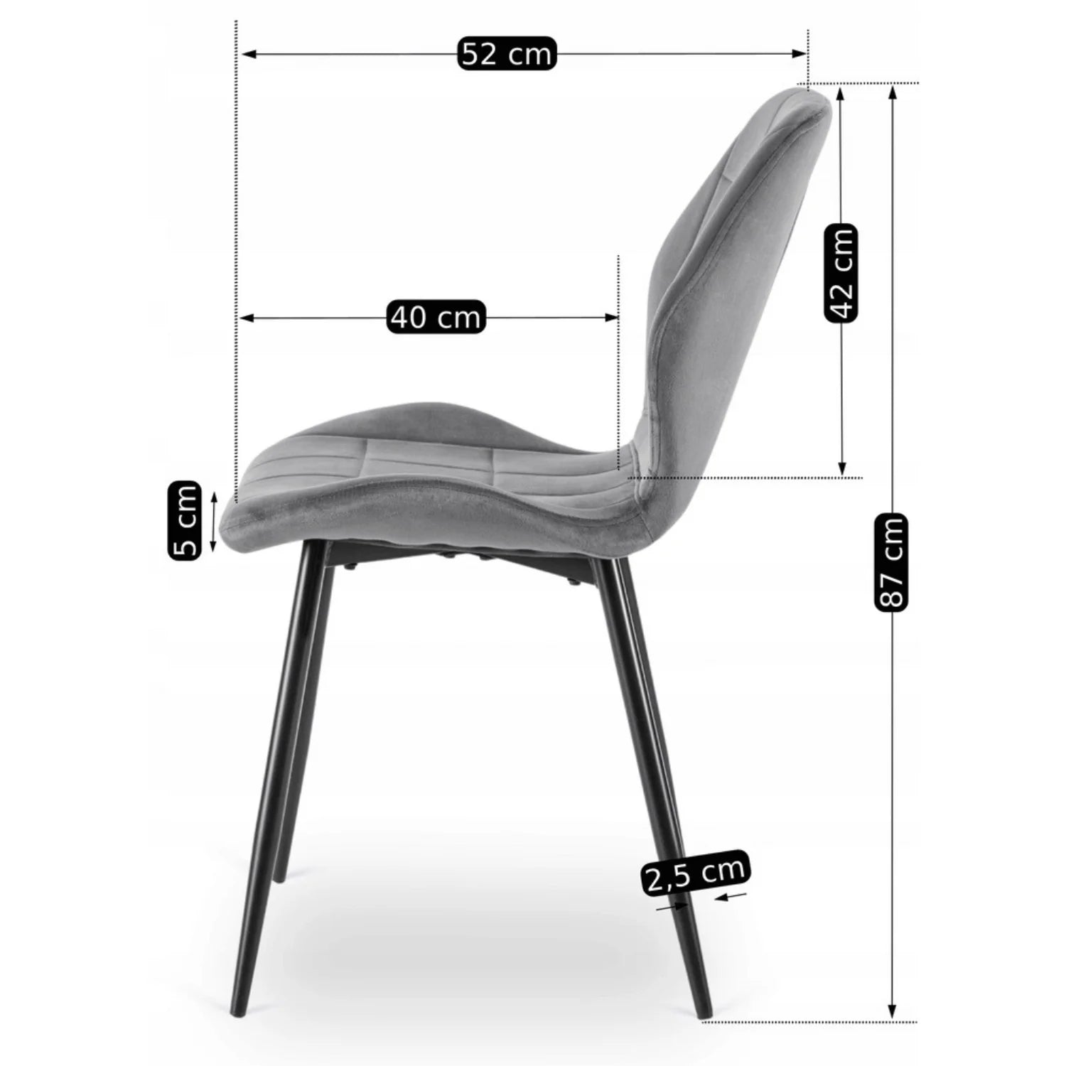 Elite IRYS Grauer Veloursstuhl – Moderner Komfort und Eleganz