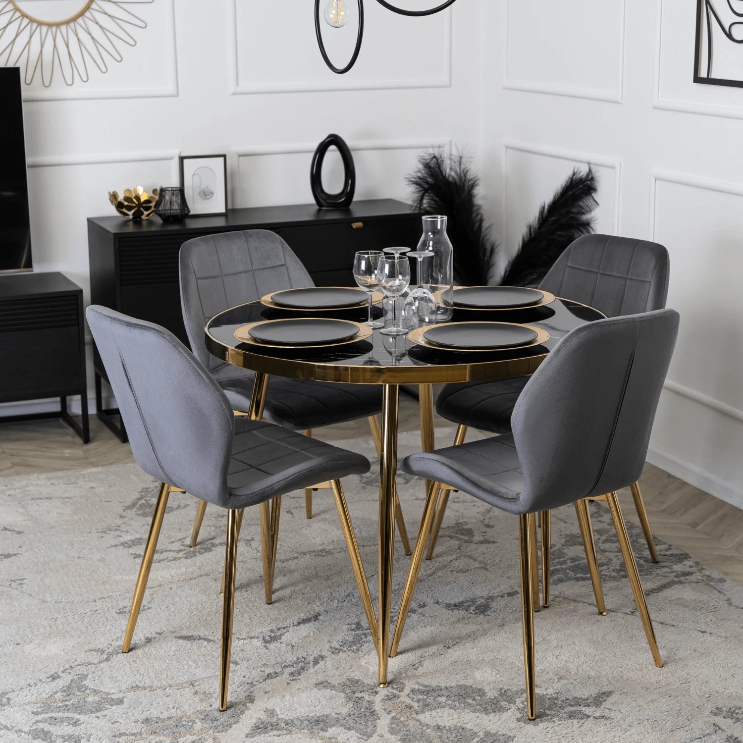 Elite IRYS Grey Velour Chair with Gold Legs – A Blend of Elegance and Modernity