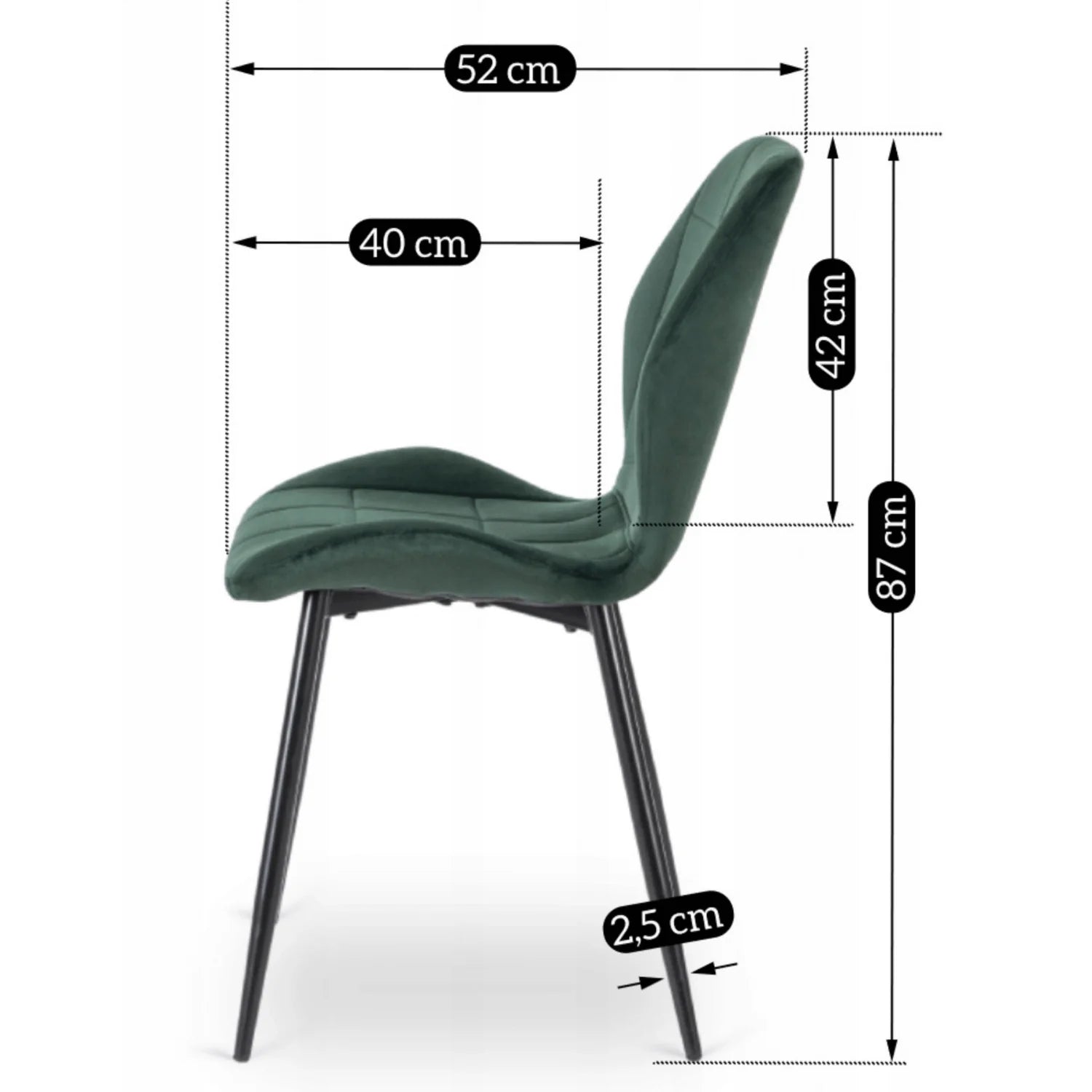 Elite IRYS Grüner Veloursstuhl – Ein Hauch von Luxus und Komfort