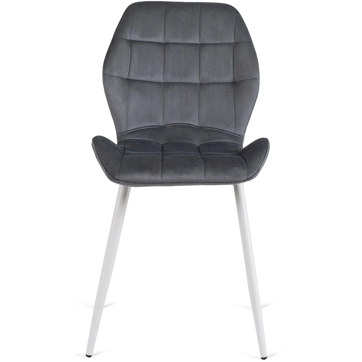 Elite LUCKY Grey Velvet Chair with White Legs – Modern Elegance for Your Space