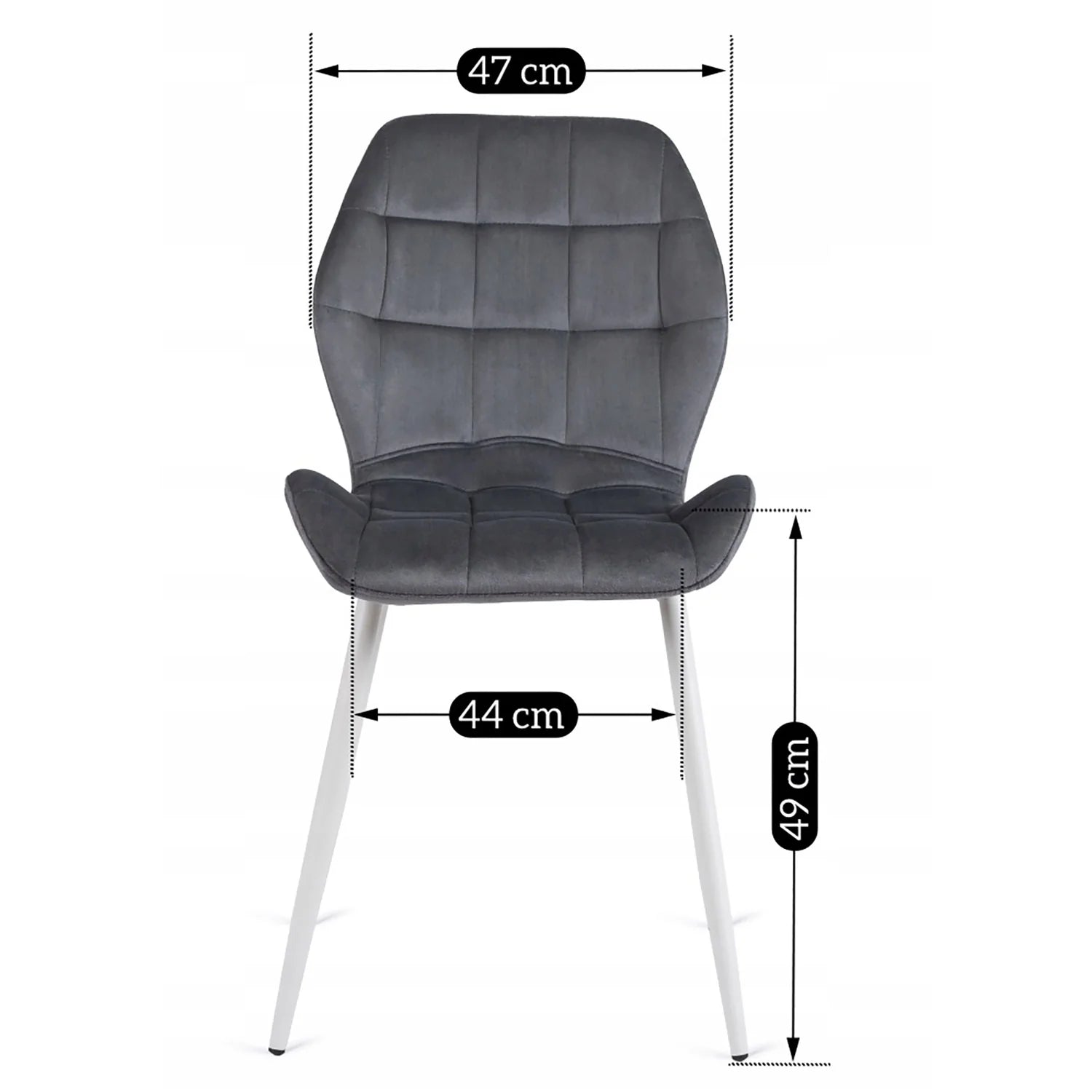 Elite LUCKY Grey Velvet Chair with White Legs – Modern Elegance for Your Space