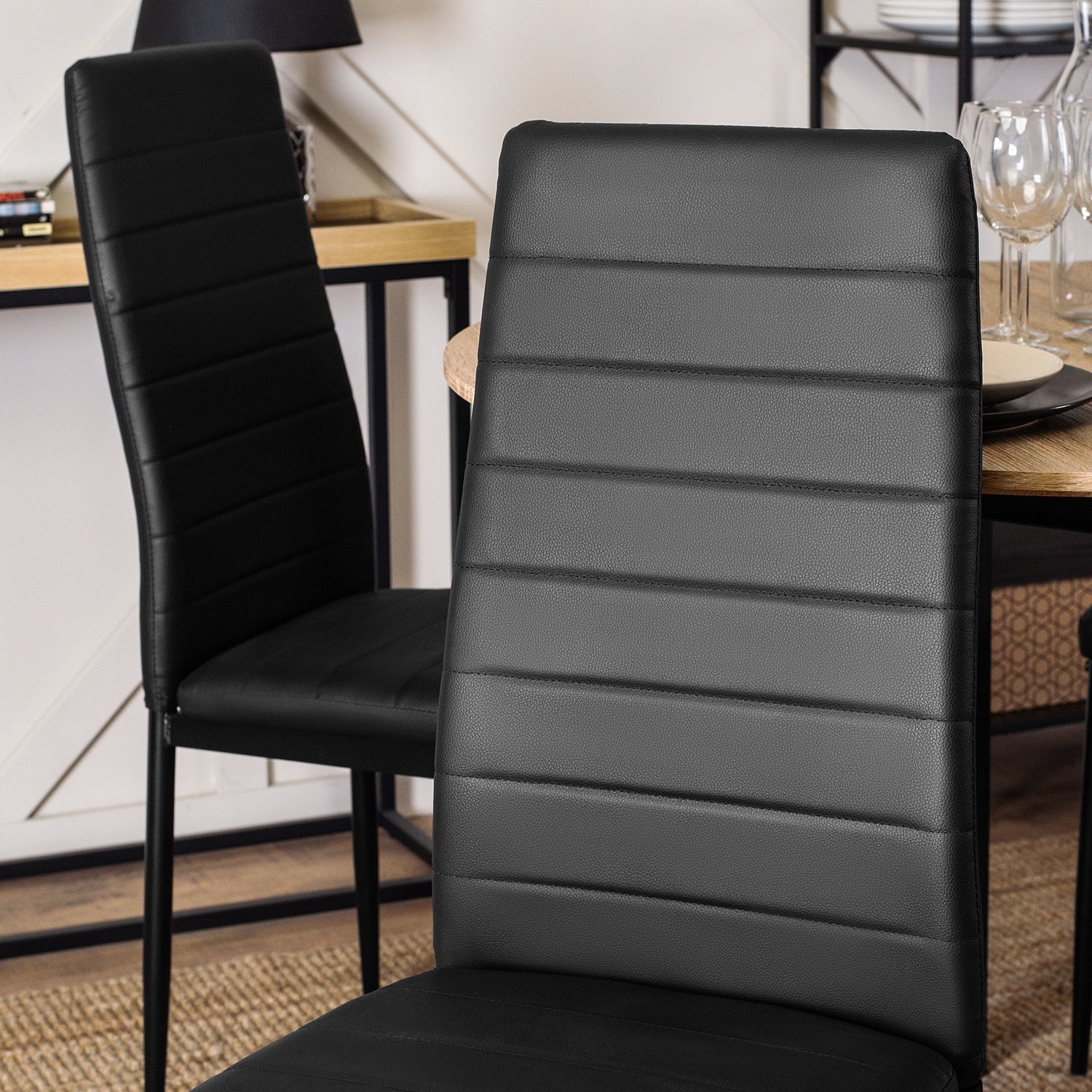 Elite NARIS Black Eco-Leather Chair – Sleek & Contemporary Seating