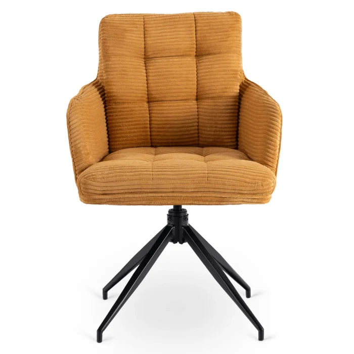 Elite AKITA Modern Upholstered Swivel Chair-Modern Mustard Yellow Corduroy
