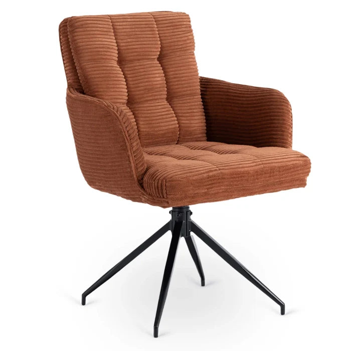 Elite AKITA Modern Upholstered Swivel Chair-Modern Rust Corduroy