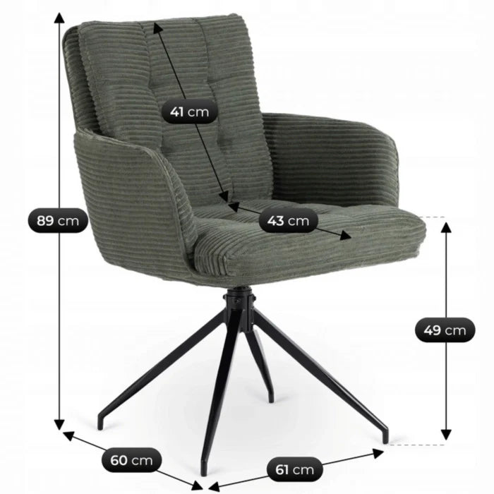 Elite AKITA Modern Upholstered Swivel Chair-Modern Green Corduroy