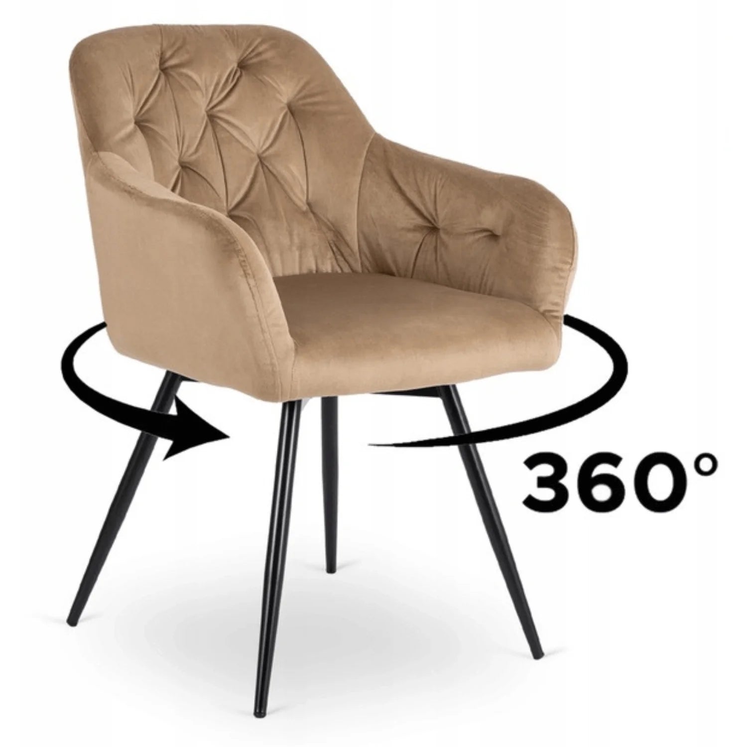 Elite IDA Swivel Chair – Luxurious Beige Velvet Comfort