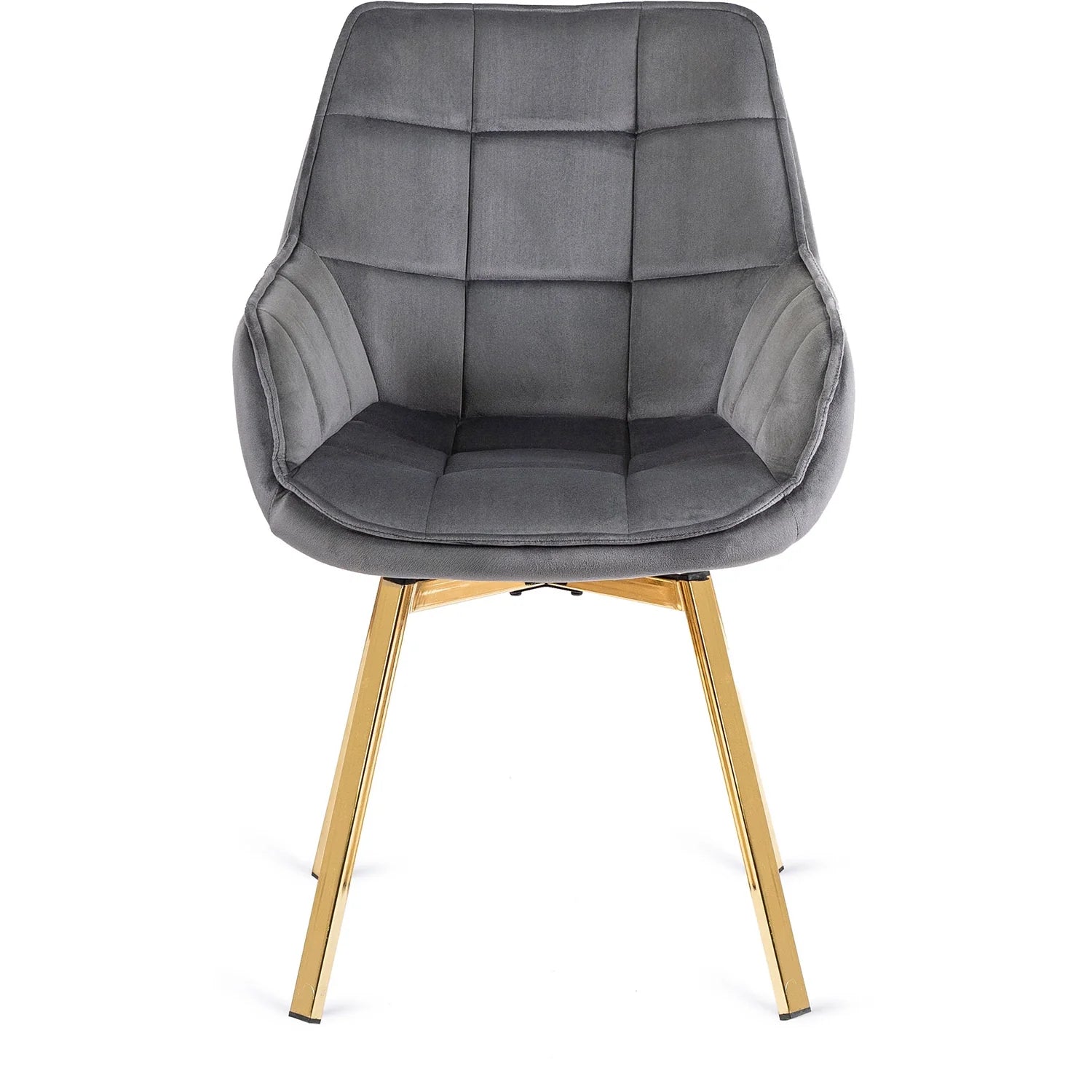Elite MIA Swivel Velvet Chair – Chic Gray & Gold Design