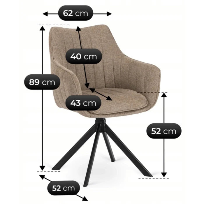 Elite MUMBAI Beige Modern Upholstered Swivel Chair