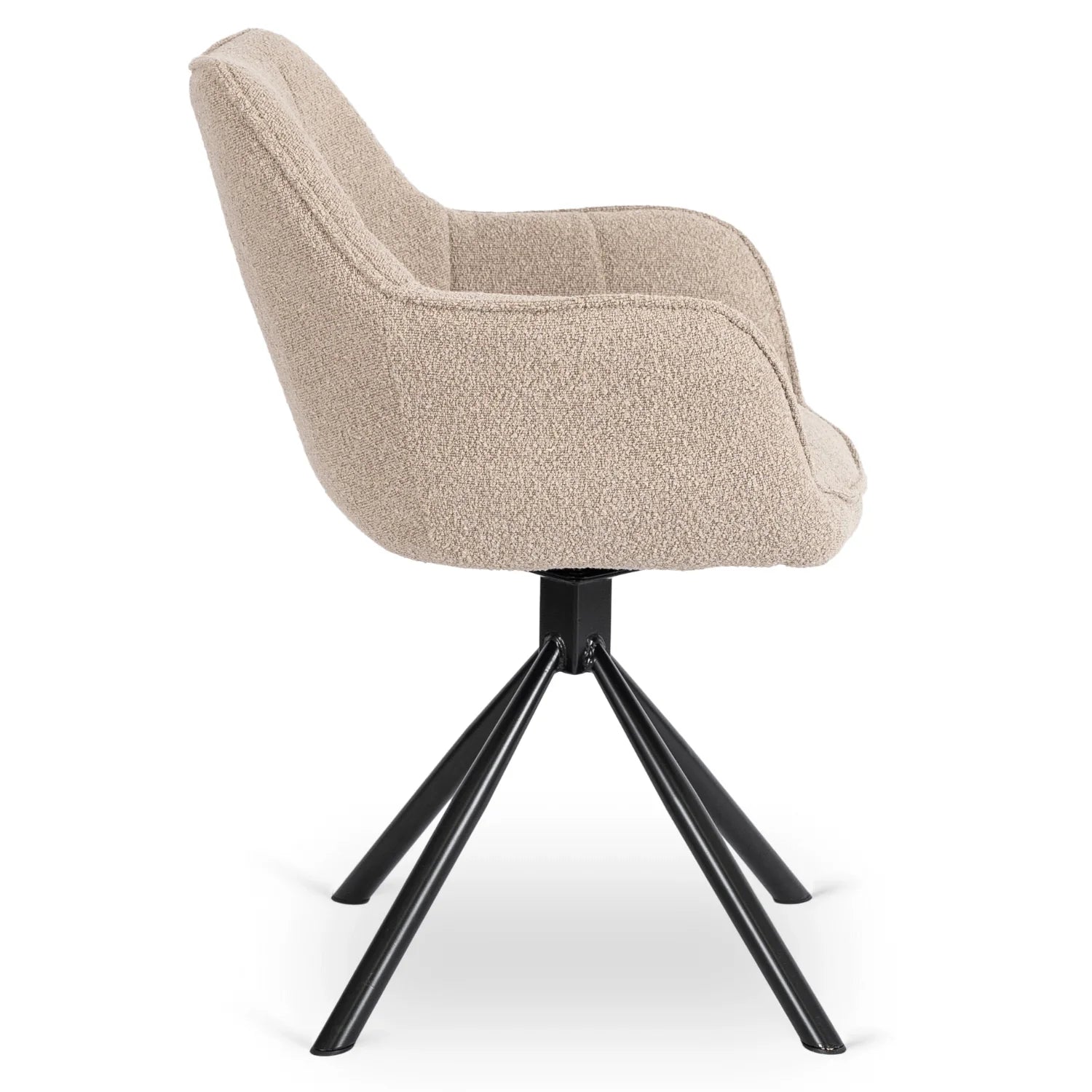 Elite PEONY Swivel Chair – Elegant Beige Bouclé Comfort