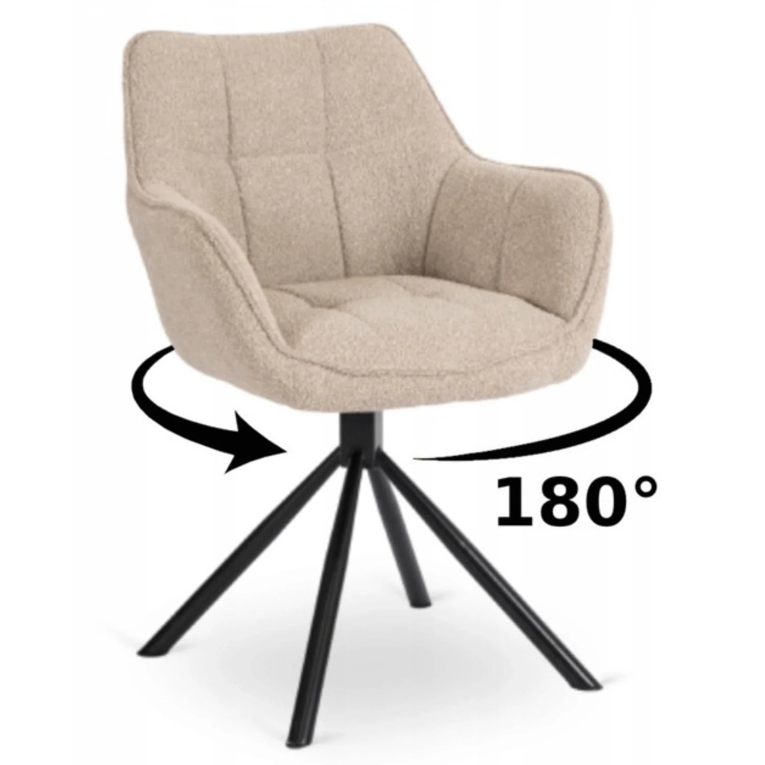 Elite PEONY Swivel Chair – Elegant Beige Bouclé Comfort