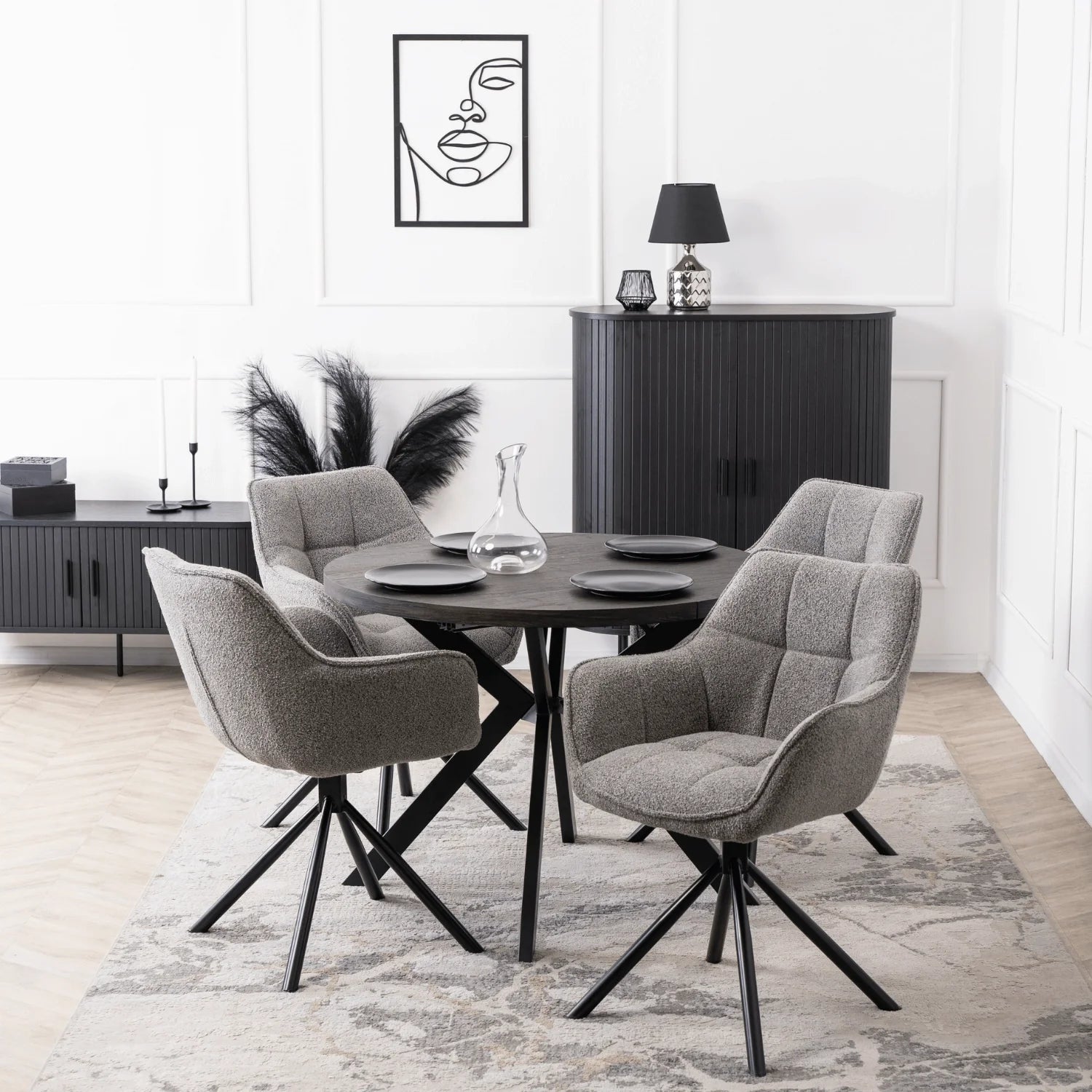 Elite PEONY Swivel Chair – Modern Gray Upholstered Comfort