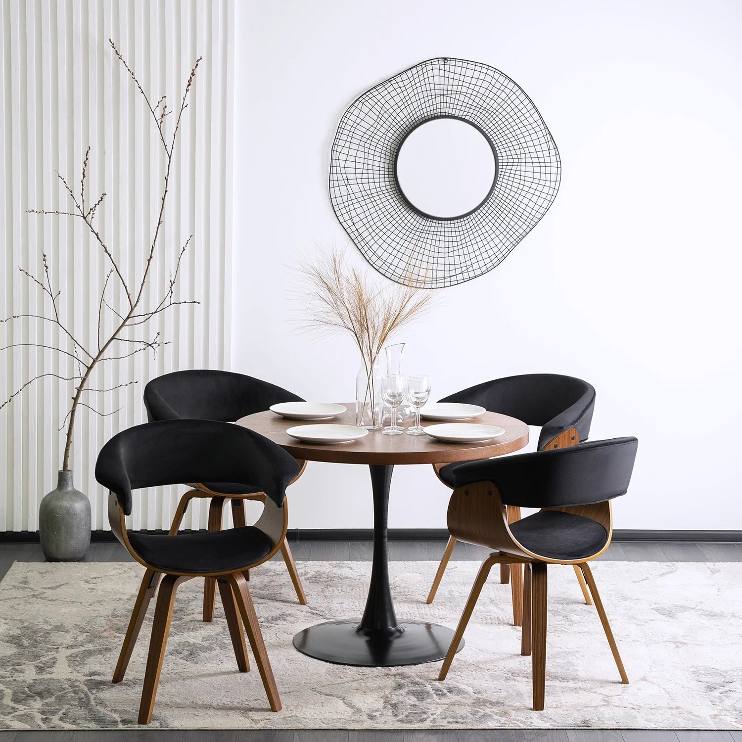 Elite OHIO 2 Chair – Black Velvet & Walnut Bentwood