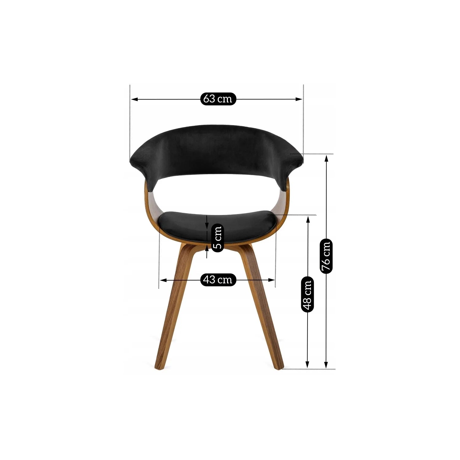 Elite OHIO 2 Chair – Black Velvet & Walnut Bentwood