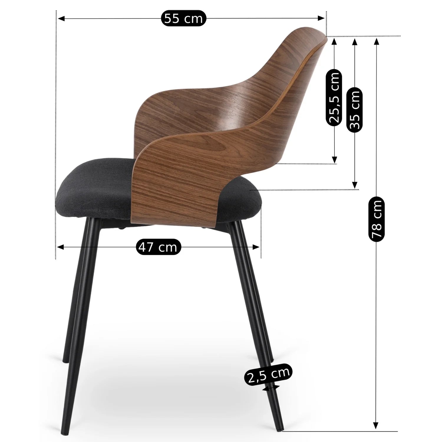 Elite ORBI Chair – Walnut/Black
