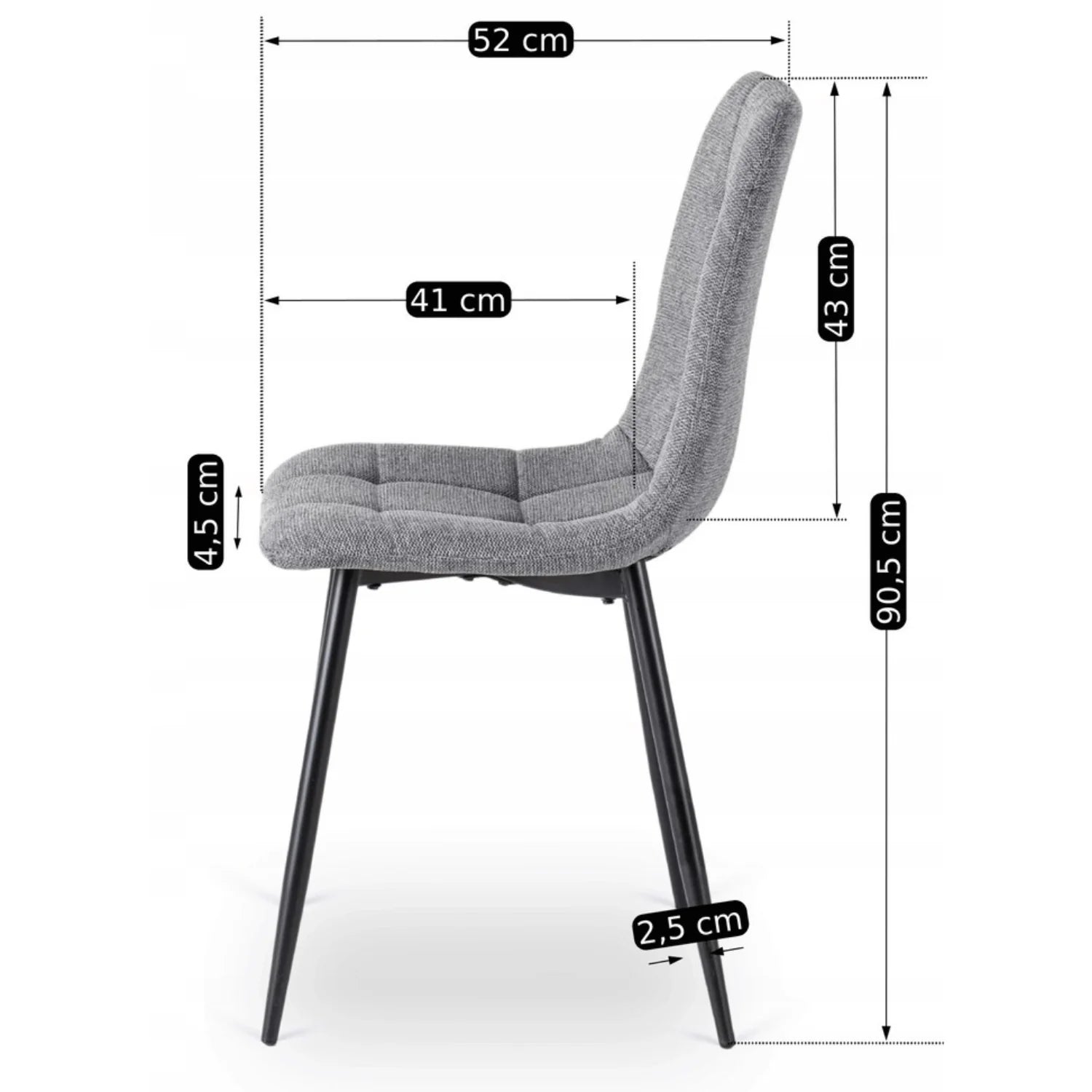 Grauer Polsterstuhl Elite PERU 2 – Eine perfekte Balance aus Stil und Komfort