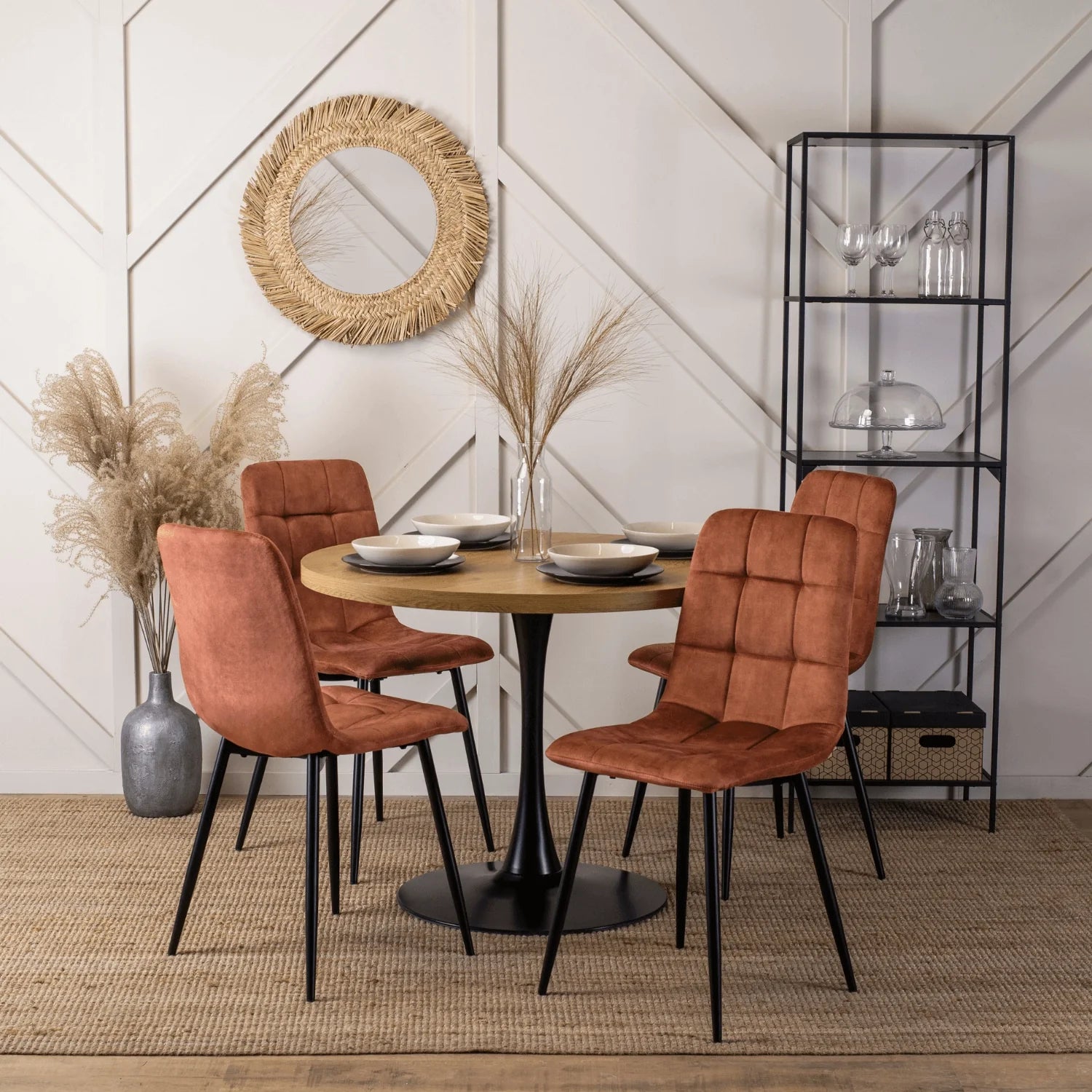 Elite PERU Rust Velvet Chair – A Bold Statement of Elegance and Comfort