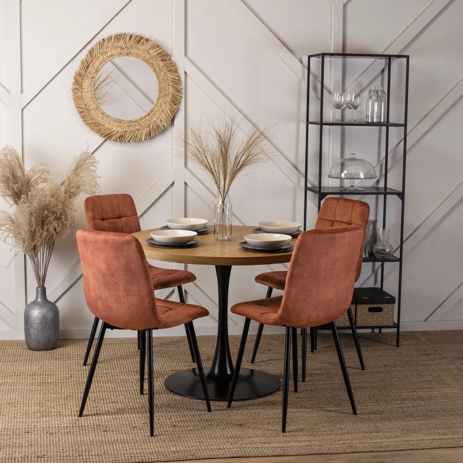Elite PERU Rust Velvet Chair – A Bold Statement of Elegance and Comfort