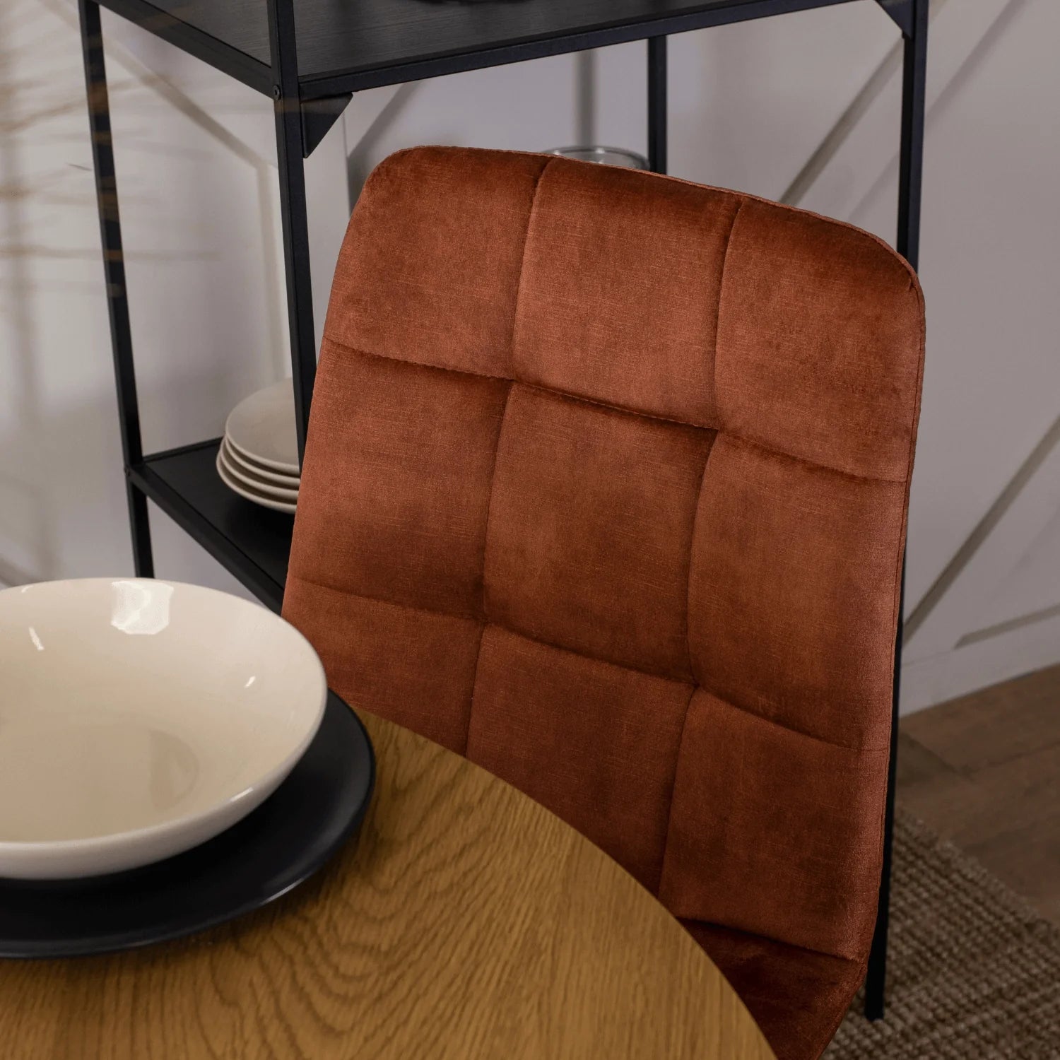 Elite PERU Rust Velvet Chair – A Bold Statement of Elegance and Comfort