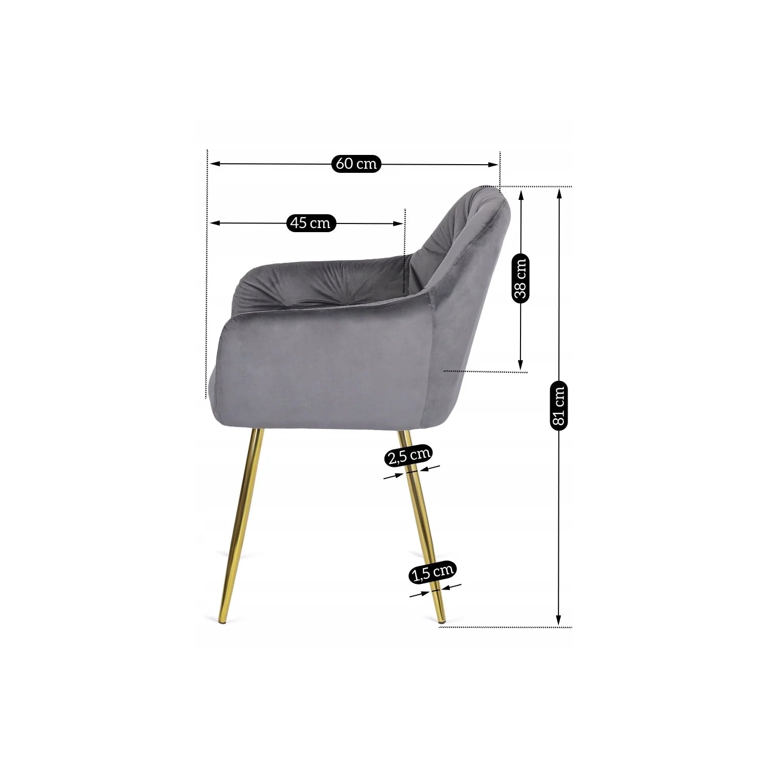 Elite RAYA Grauer Samtstuhl – Eleganz trifft Komfort