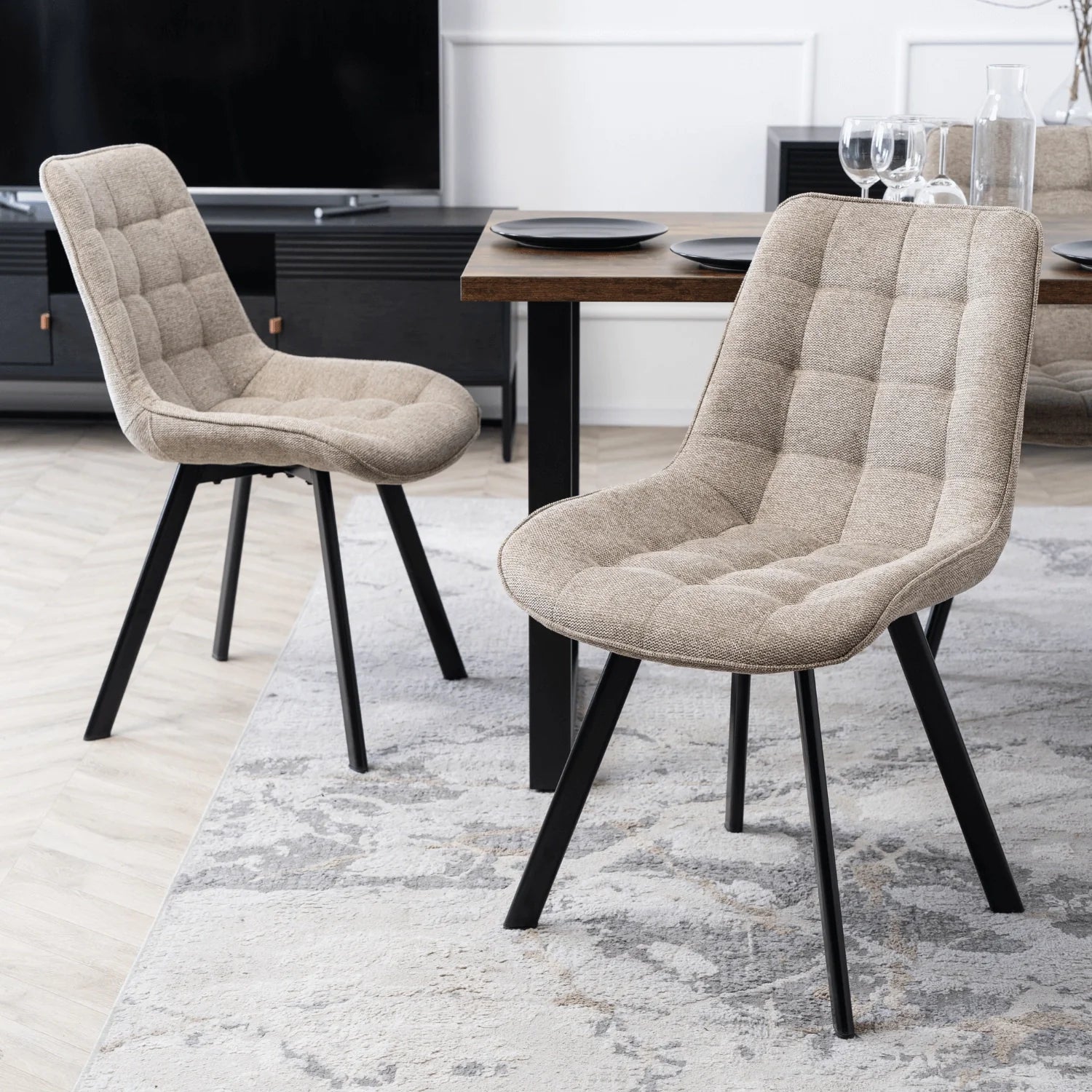 Elite RICK 2 Beige Upholstered Chair – A Blend of Comfort and Elegance