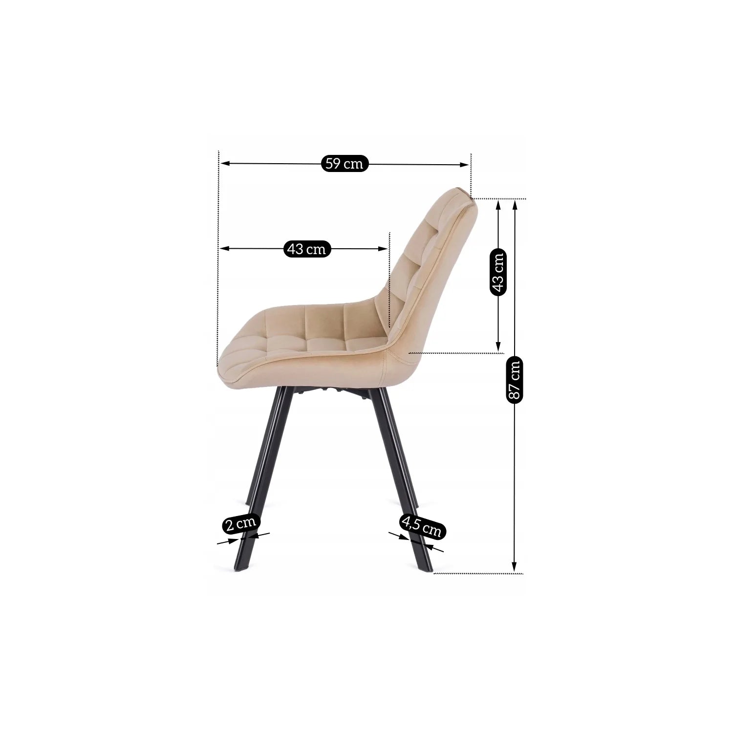 Elite RICK Beige Samtstuhl – Zeitlose Eleganz und Komfort