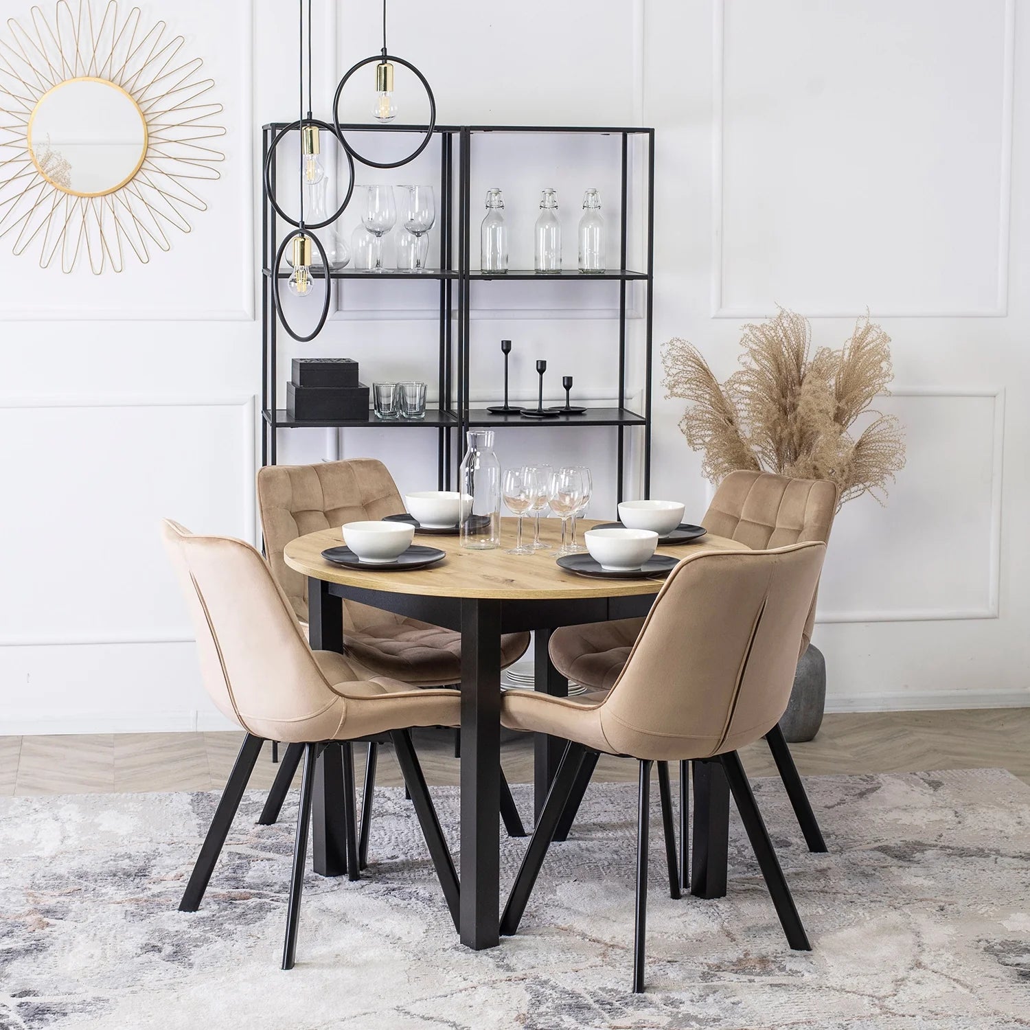 Elite RICK Beige Samtstuhl – Zeitlose Eleganz und Komfort