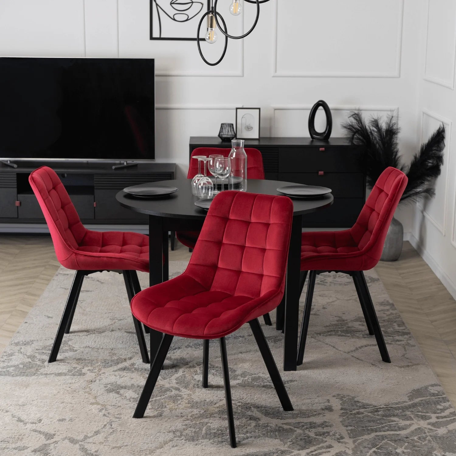 Elite RICK Burgundy Velvet Chair – Luxurious Comfort & Timeless Elegance