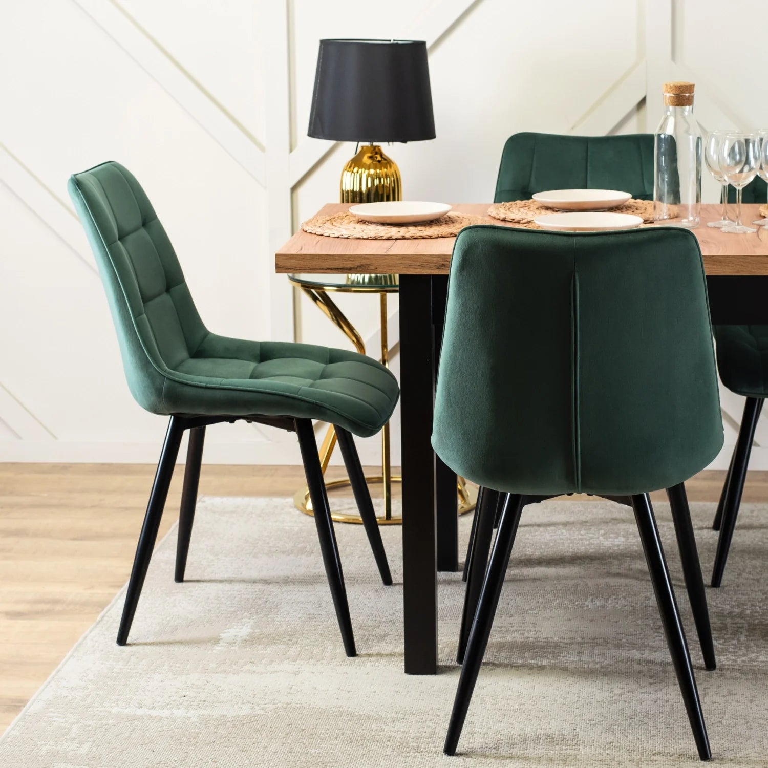 Elite RIO Grüner Samtstuhl – Eine Fusion aus Komfort und Stil