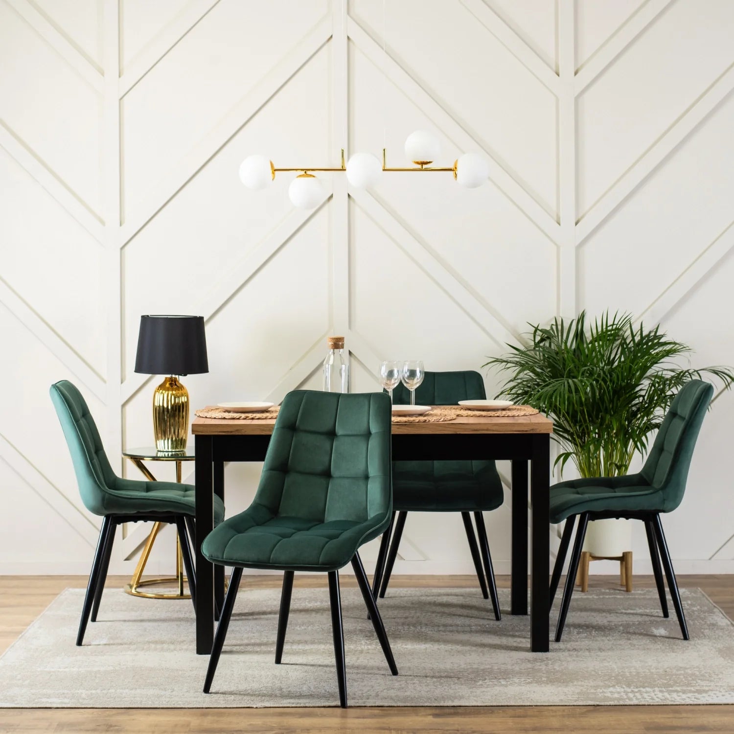 Elite RIO Grüner Samtstuhl – Eine Fusion aus Komfort und Stil