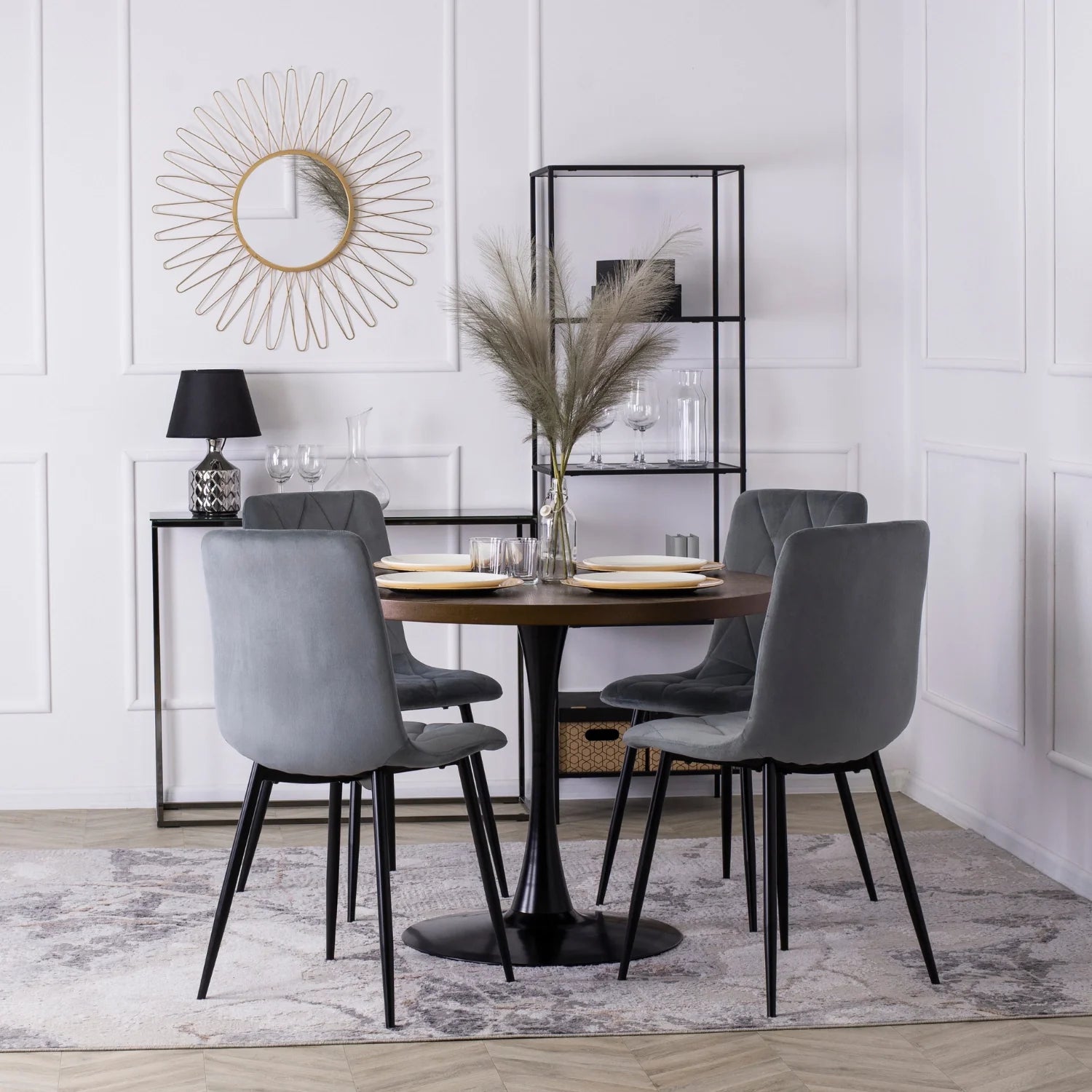 Elite ROBIN Grey Velvet Chair – A Fusion of Elegance and Comfort