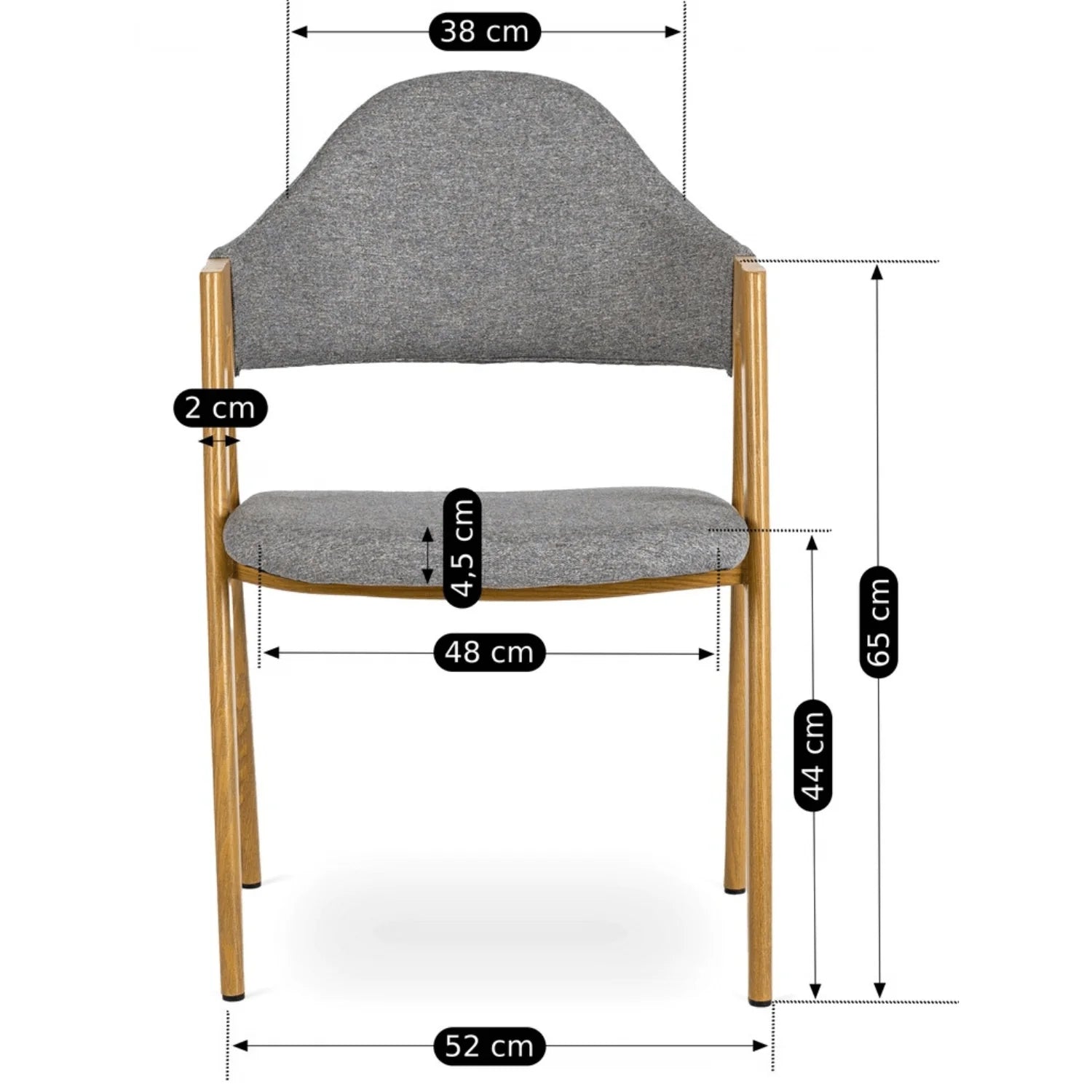 Elite RUIZ Stuhl – Grauer Stoff &amp; Gestell aus goldener Eiche