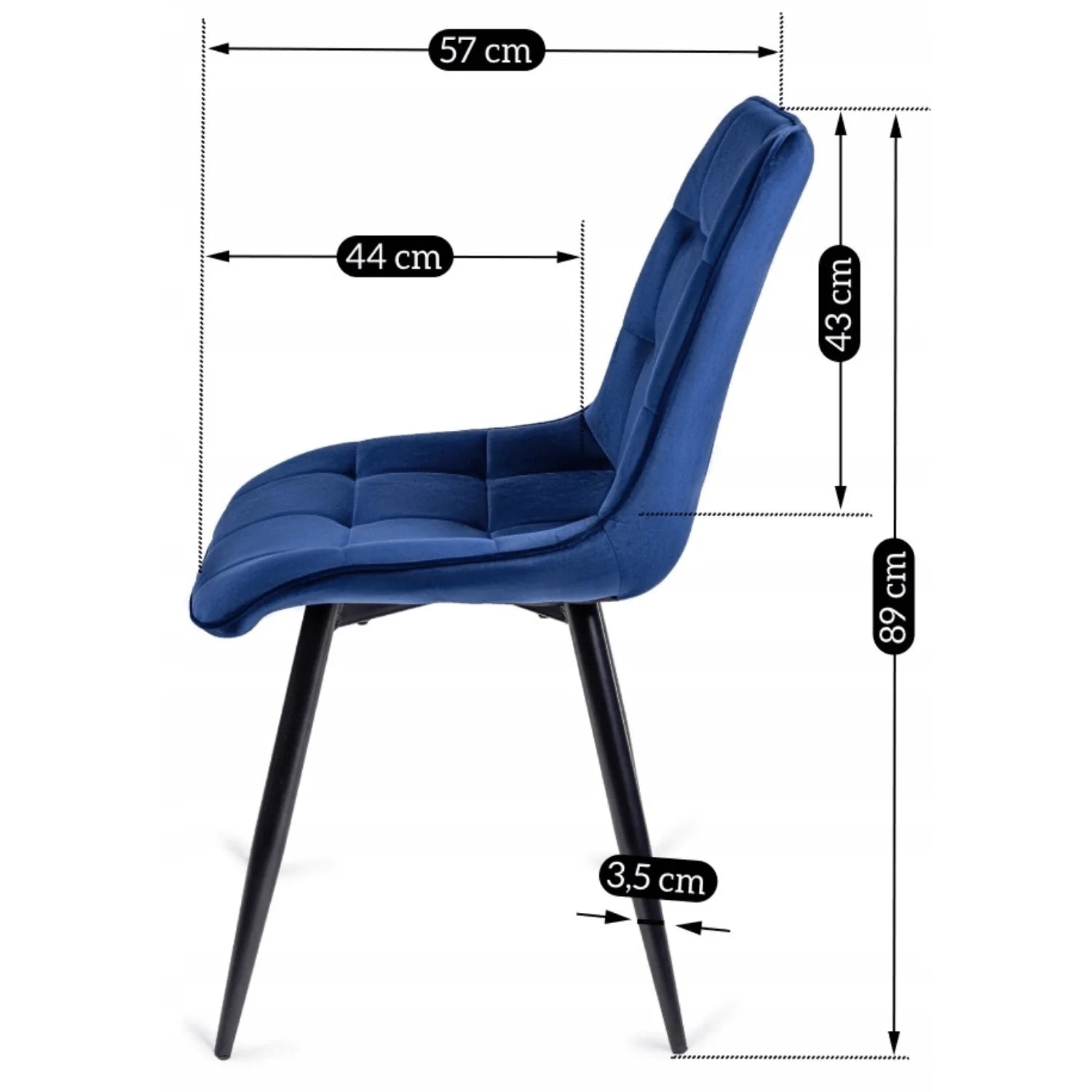Elite RIO Navy Blue Velvet Chair – Modern Elegance for Your Space