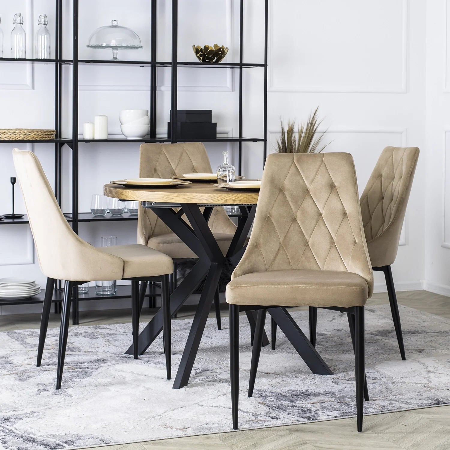 Elite CORK Beige Velvet Chair – Timeless Elegance for Your Interior