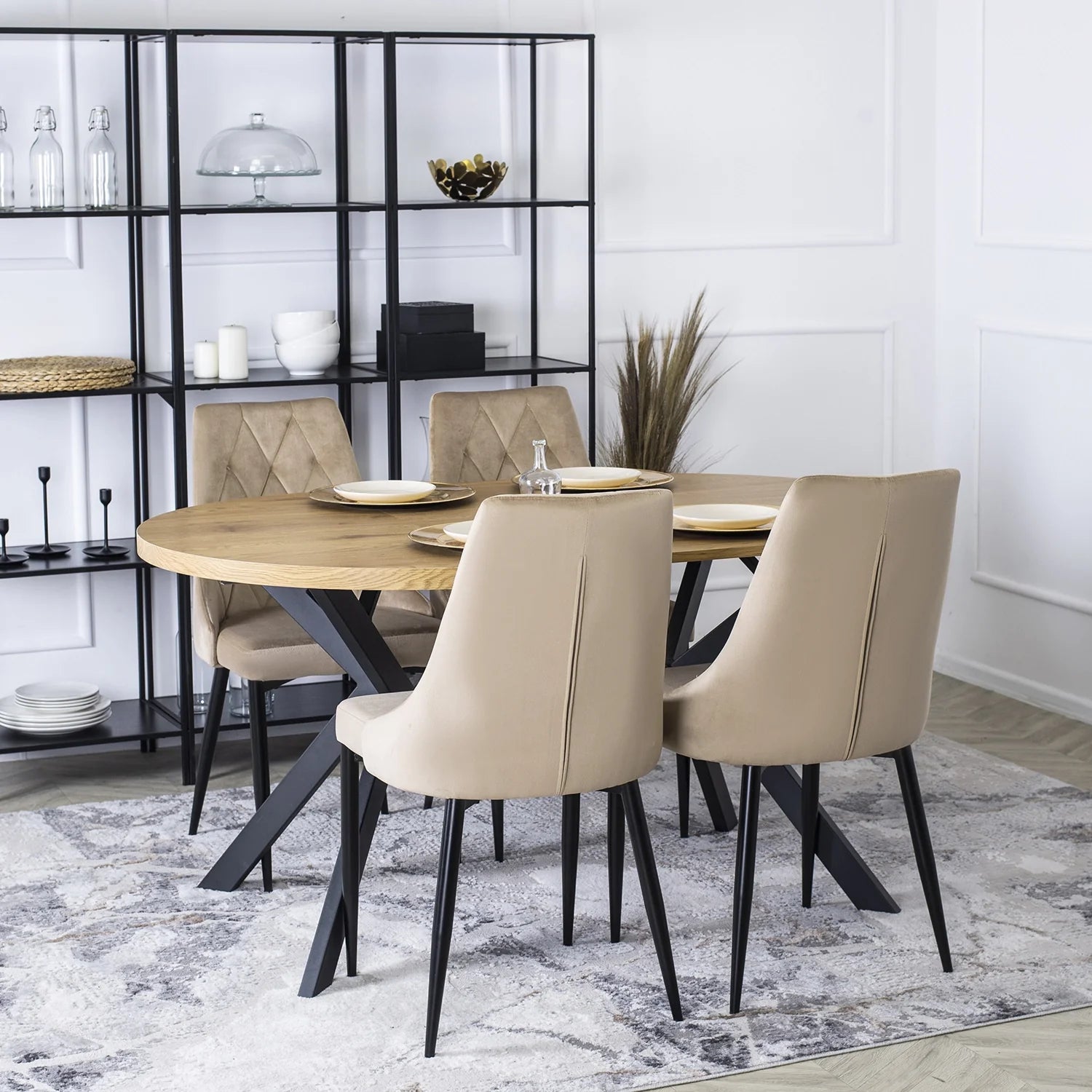 Elite CORK Beige Velvet Chair – Timeless Elegance for Your Interior