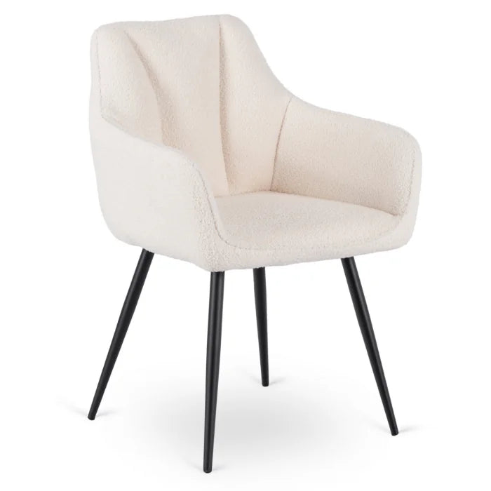 Elite NAWARA Upholstered Dining Chair- Cream Bouclé Modern