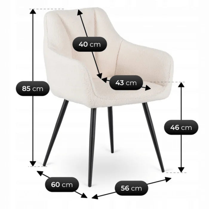 Elite NAWARA Upholstered Dining Chair- Cream Bouclé Modern