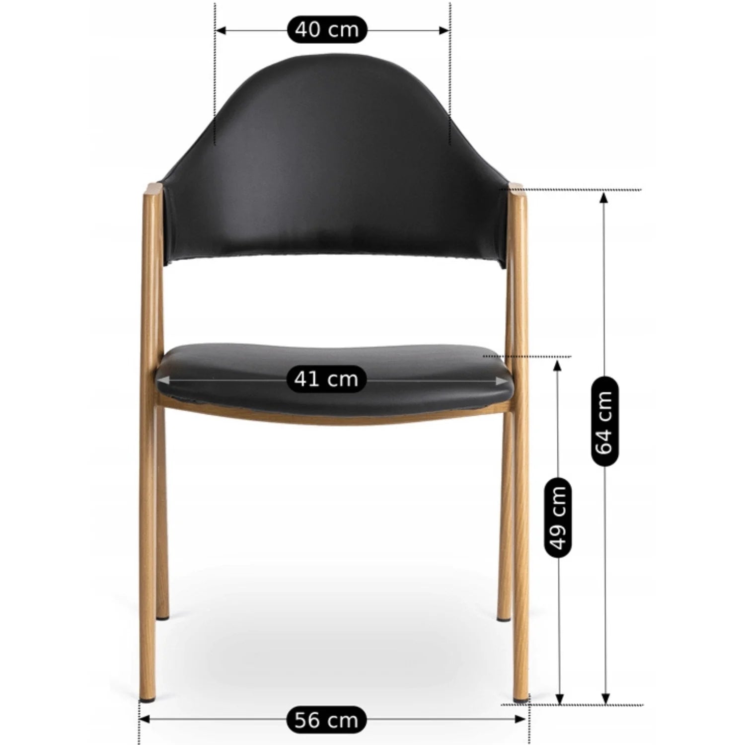 Elite WILLY Chair – Black Eco-Leather & Golden Oak Frame