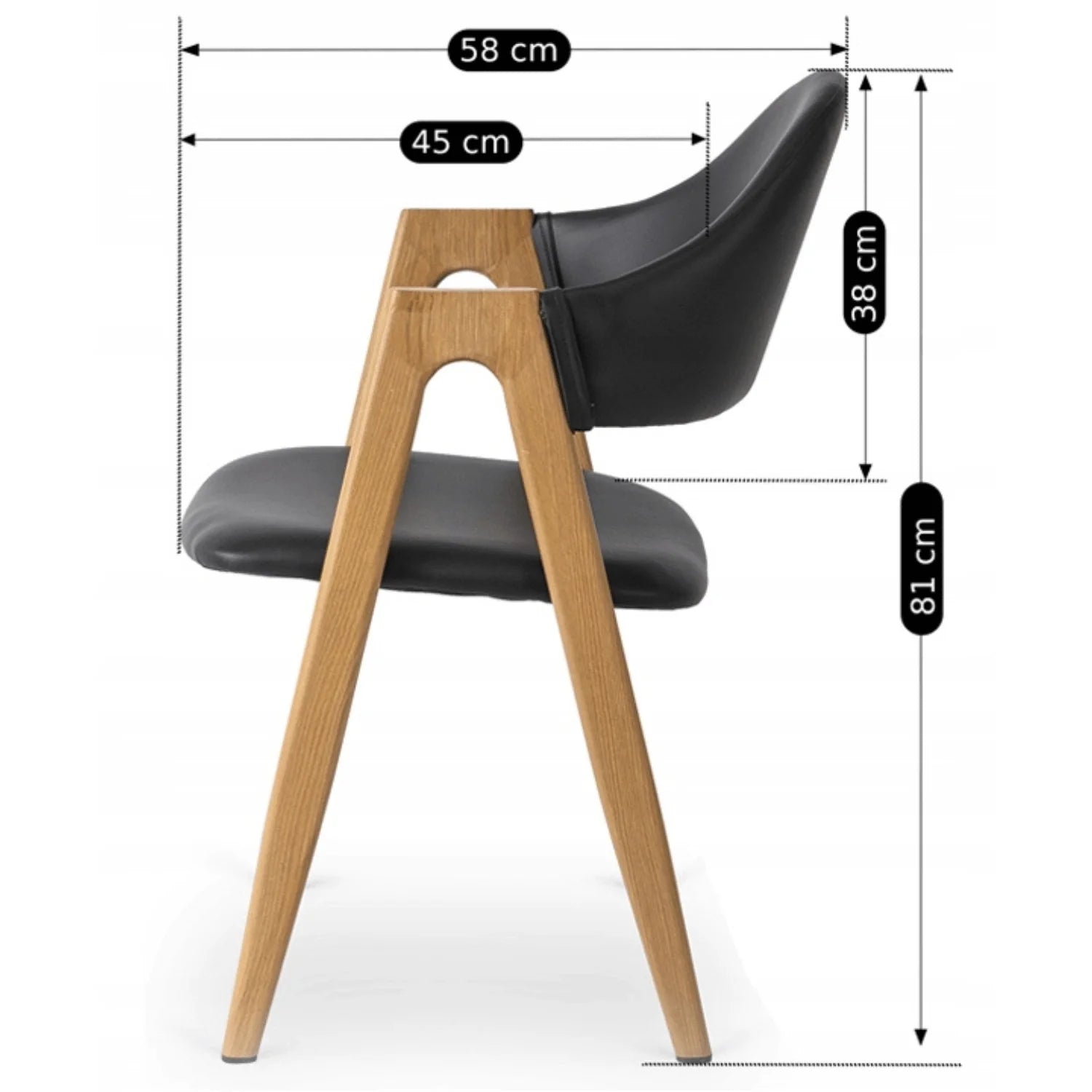 Elite WILLY Chair – Black Eco-Leather & Golden Oak Frame