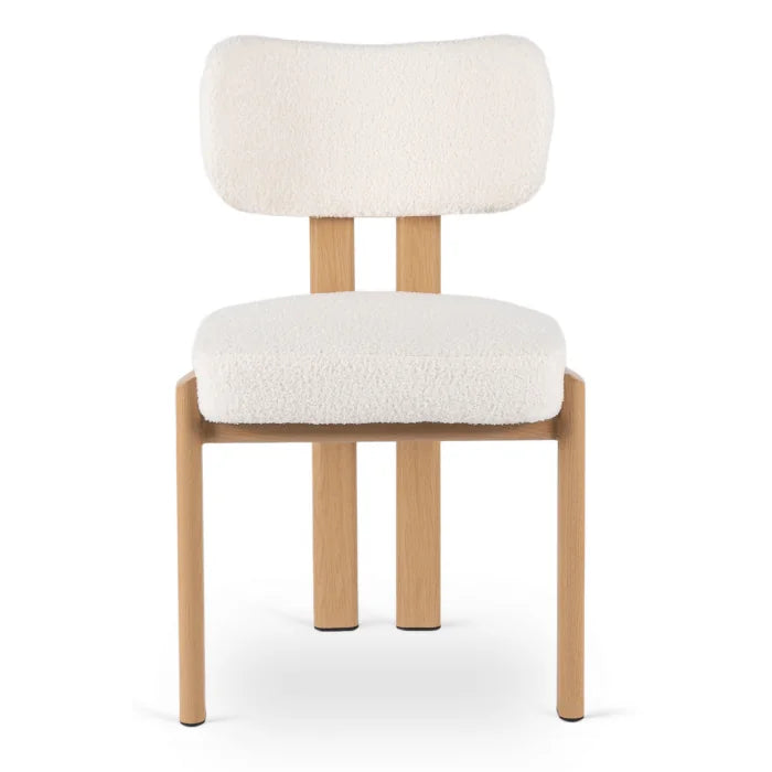 Elite GRENADA Upholstered Chair Oak/Cream Bouclé Modern