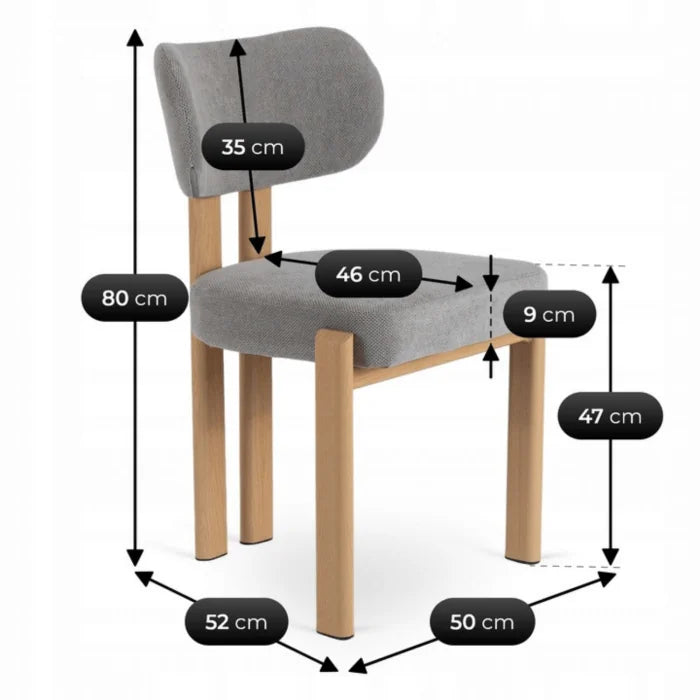 Elite GRENADA Upholstered Chair Oak/Grey Modern