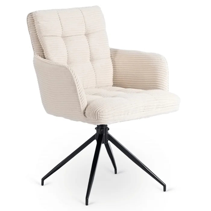 Elite AKITA Modern Upholstered Swivel Chair-Modern Cream Corduroy