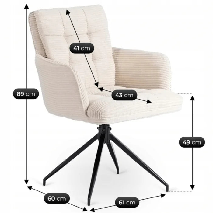 Elite AKITA Modern Upholstered Swivel Chair-Modern Cream Corduroy