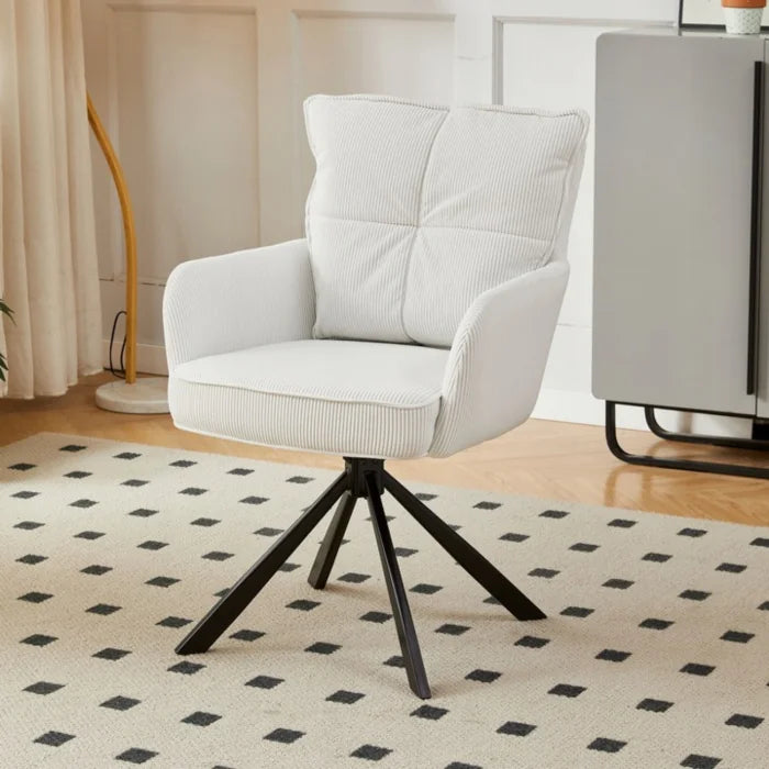 Elite CITY Modern swivel chair in cream corduroy