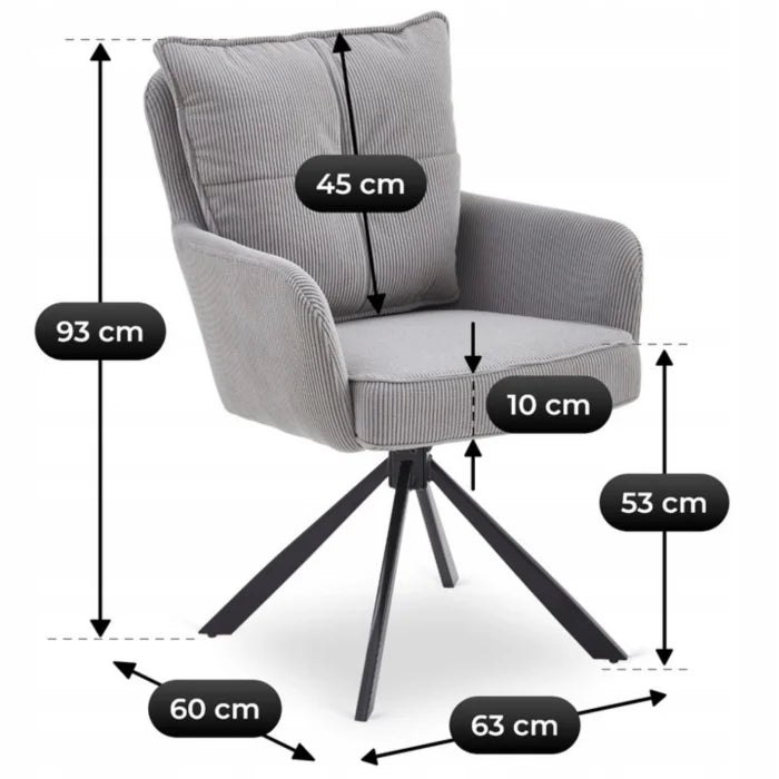 Elite CITY Modern swivel chair in grey corduroy