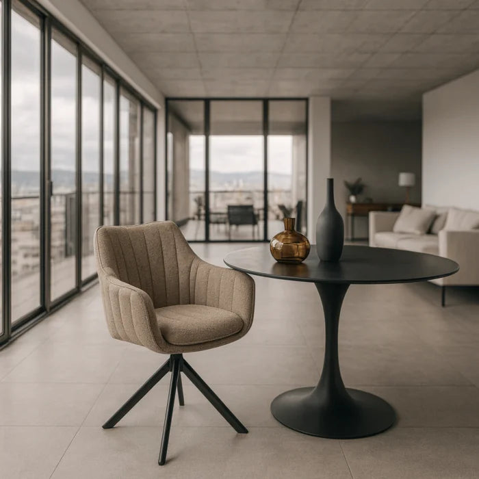 Elite MUMBAI Beige Modern Upholstered Swivel Chair