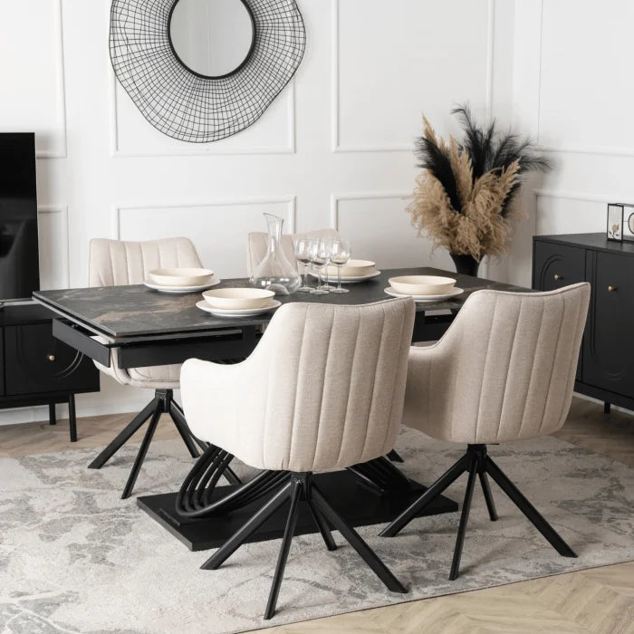 Elite MUMBAI Cream Modern Upholstered Swivel Chair