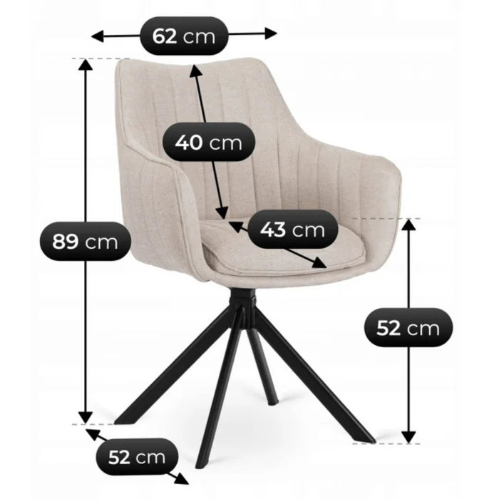 Elite MUMBAI Cream Modern Upholstered Swivel Chair