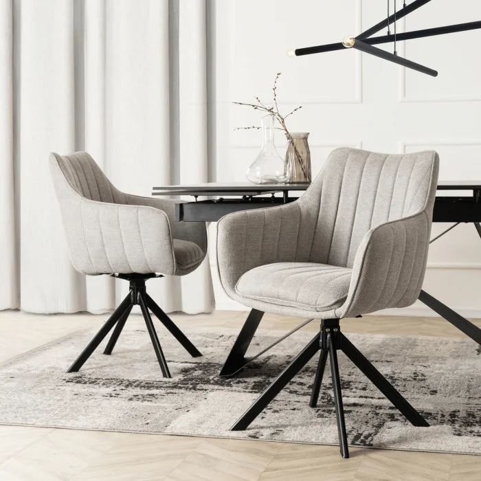 Elite MUMBAI Grey Modern Upholstered Swivel Chair