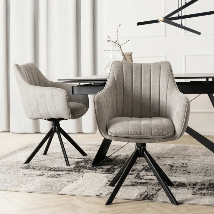 Elite MUMBAI Grey Modern Upholstered Swivel Chair